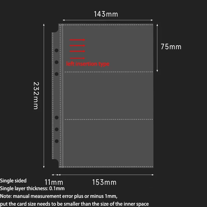 Прозрачные папки для банкнот A5, 3-карманные, 10 шт.