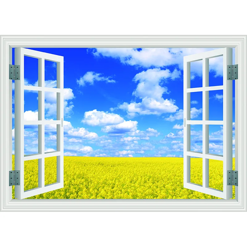 NITREE Window Beach Coconut Tree Photography Backdrops Props Scenery Mall Indoor Decoration Photo Studio Background HH-16