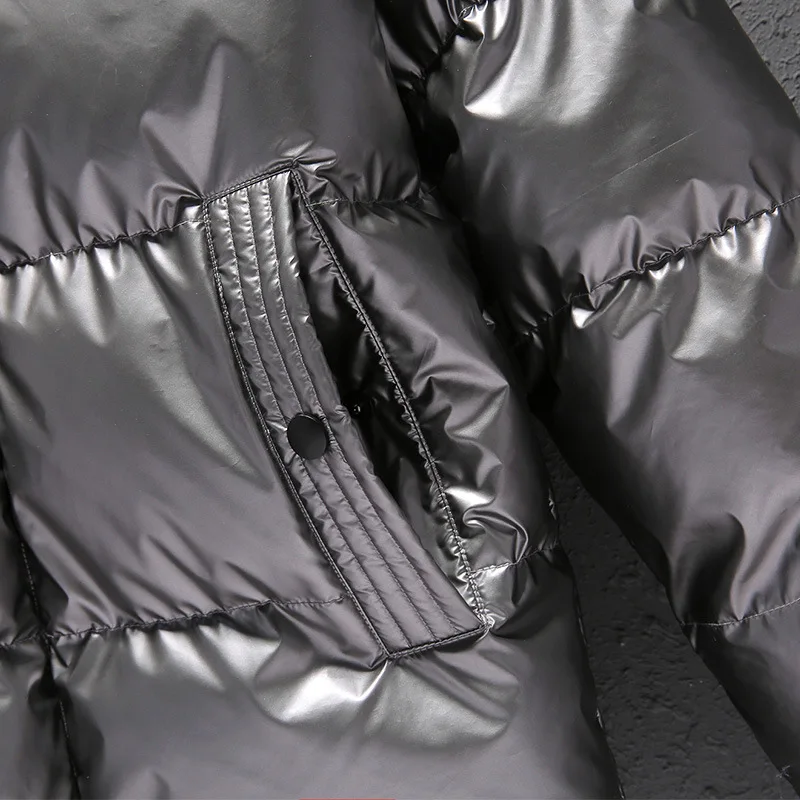 Mens Fashion Shiny Letter Embroidered Winter Warm Jacket 2022 Colorblock Removable Hooded Parkas Outdoor Sports Jackets