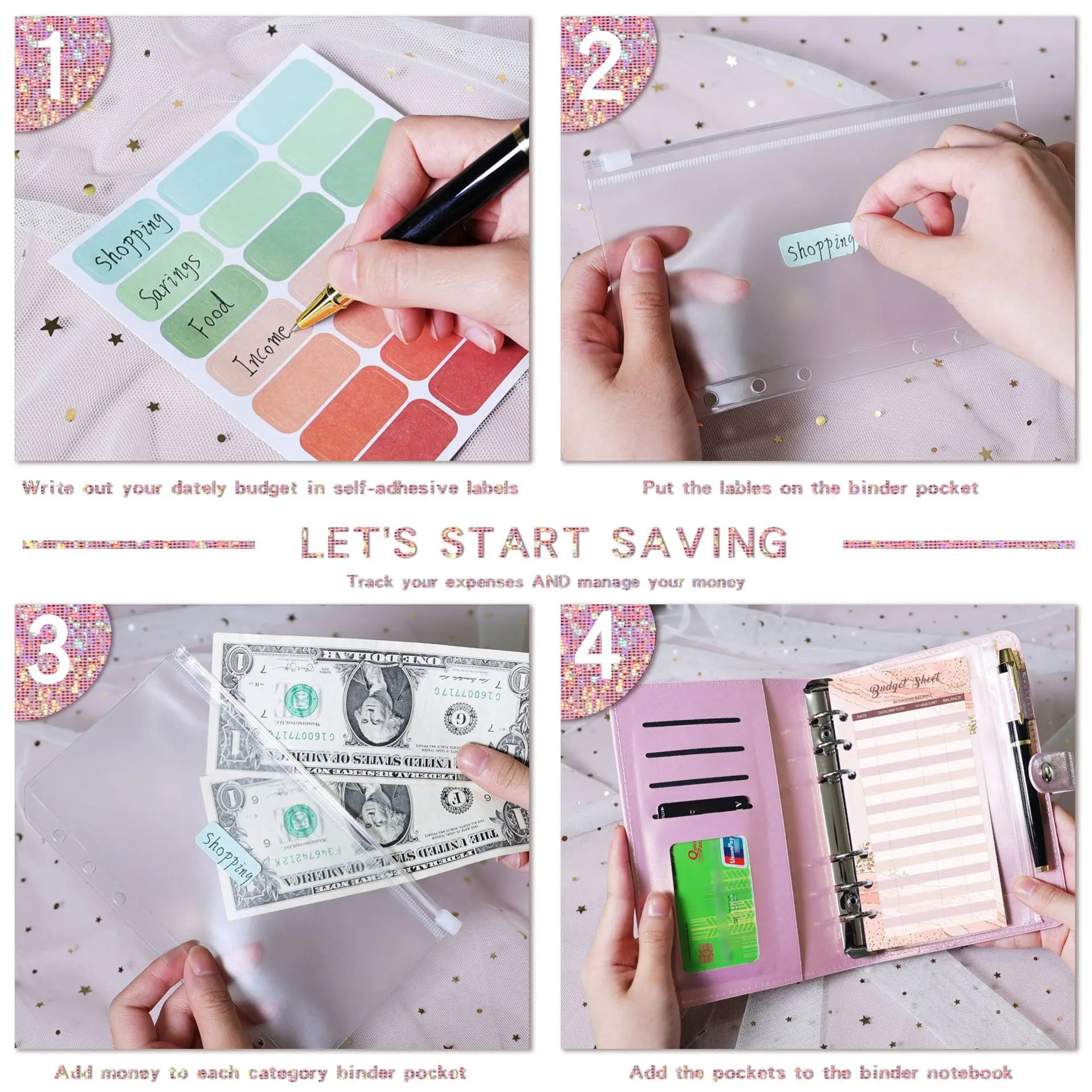 Мягкая кожа ежедневник планировщик деньги планер бюджетные конверты A6 папка