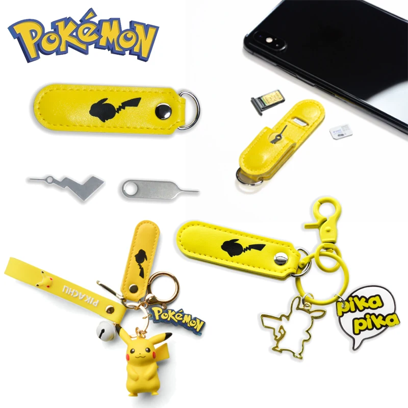 Покемон Пикачу, сумка для хранения SIM-карты, брелок, мультяшный портативный набор инструментов Nti-Lost для Apple, Samsung, Xiaomi, аксессуары для телефонов