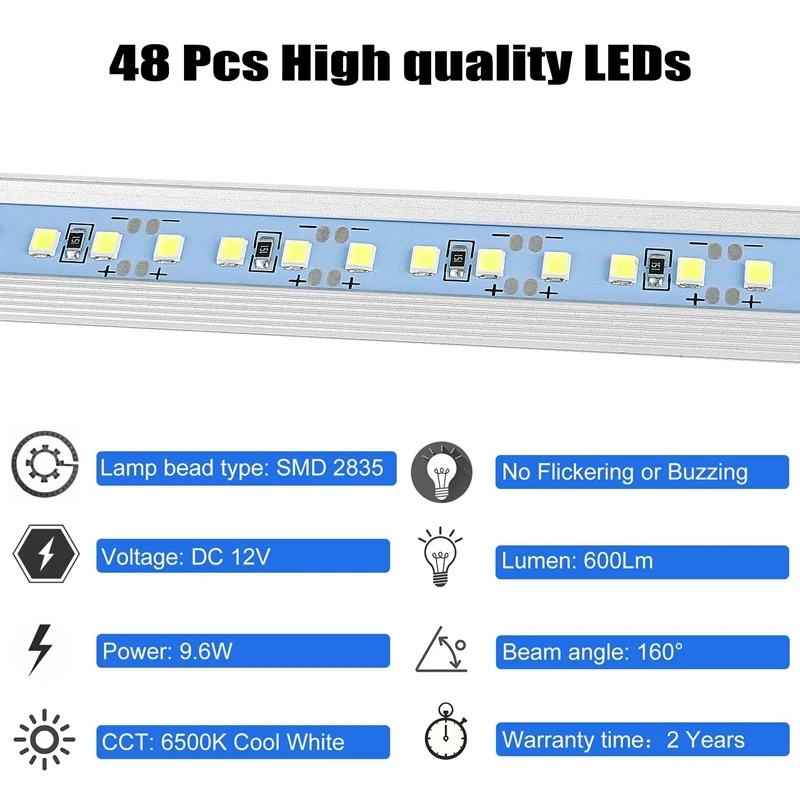 12V Внутренняя светодиодная лента 48 светодиодных лампочек с выключателем и магнитами 6500K белого цвета для автомобиля фургона RV US Plug on.