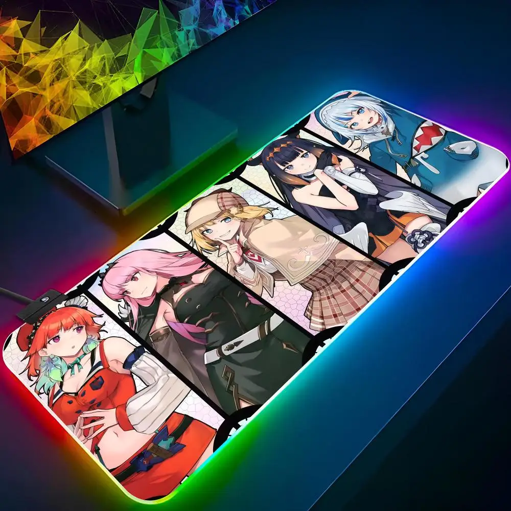 Коврик для мыши Anime Girl VTuber VSPO, игровой RGB-коврик для мыши с подсветкой, клавиатура с подсветкой, игровой коврик для ноутбука Gamer Girl Xxl, коврик для стола, настольный коврик (art.: 3920da181dc4b) - 3920da181dc4b