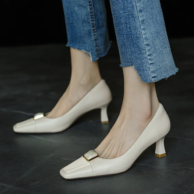 

Новинка 2023, модные туфли на каблуке, женские элегантные туфли на высоком каблуке в стиле ретро, высококачественные вечерние классические ту...