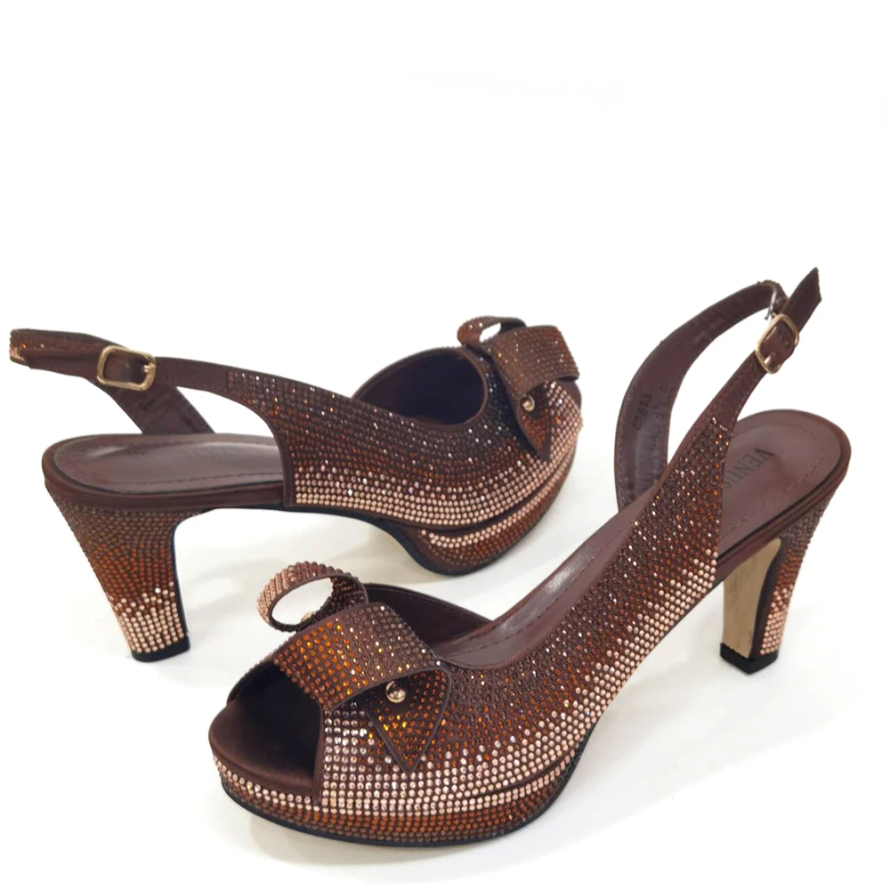 2024 нигерийские кофейные женские босоножки на высоком каблуке модные летние в