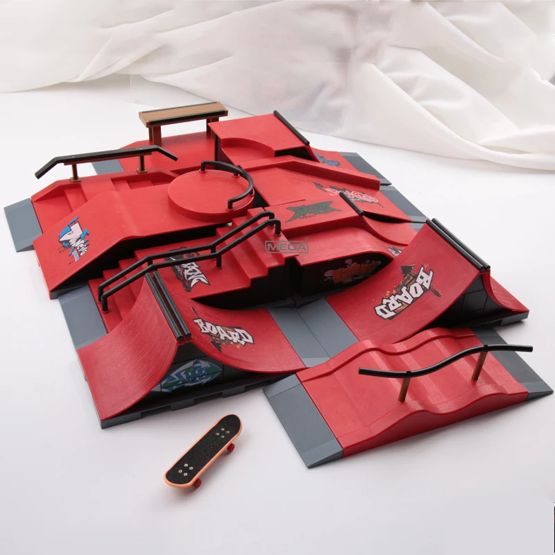 

9 In 1 Finger Skateboards DIY Skate Park Ramp Parts For Tech Deck Scene Venue Combination Set For Children Indoor Home Toys