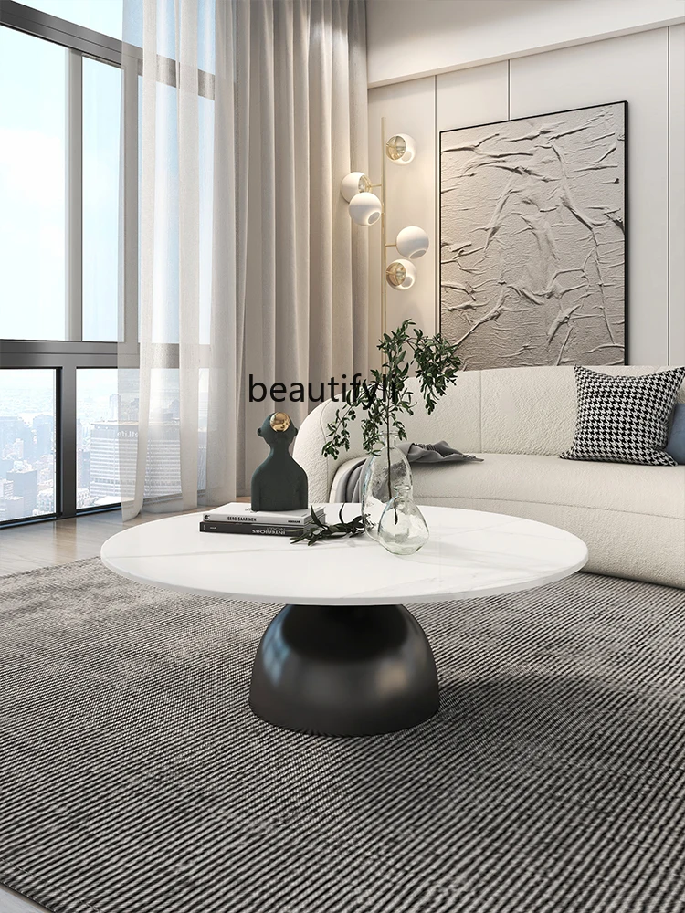 

zqNordic round Tea Table Small Apartment Simple Modern Household Marble Sofa Side Table