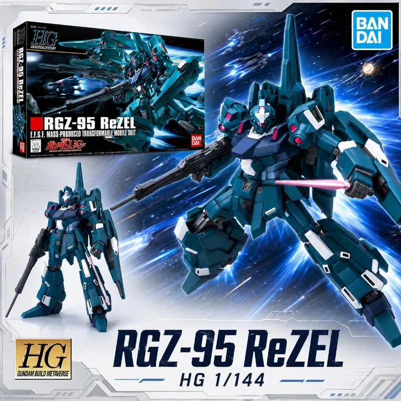 Фото Оригинальный сборный набор Bandai HG 1/144 RGZ-95 ReZEL Commander Type, модель мобильного костюма, аниме-фигурка, игрушка №1