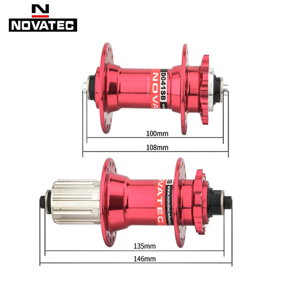 NOVATEC Bicycle Hub 4 Peilin Mountain Bike Hub D041SB/D042SB 28/32/36 Holes 6-Bolt Disc Brake For 8/9/10/11/12 Speed HG hub Body