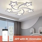 Светодиодный ная люстра, Современная Звездная люстра, освещение для гостиной, спальни, пульт дистанционного управления и мобильное приложение для управления