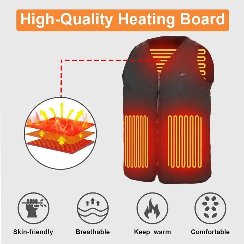 Жилет с электрическим подогревом для охоты 3 терможилет спереди и сзади 5 зон