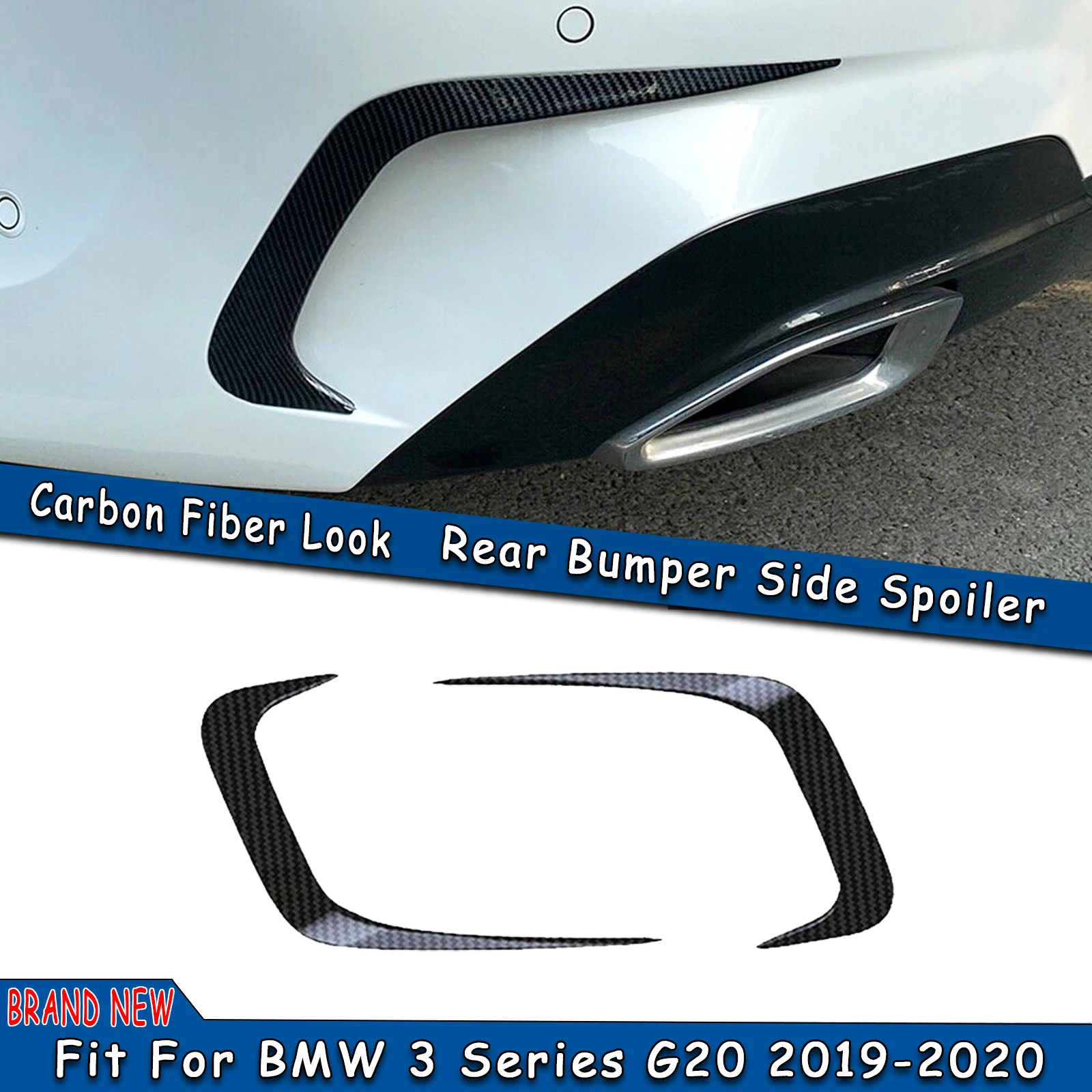 

Крышка для заднего бампера BMW 3 серии G20 318i 320i 330i 2019-2020 отделка из углеродного волокна диффузор боковой разветвитель полоса