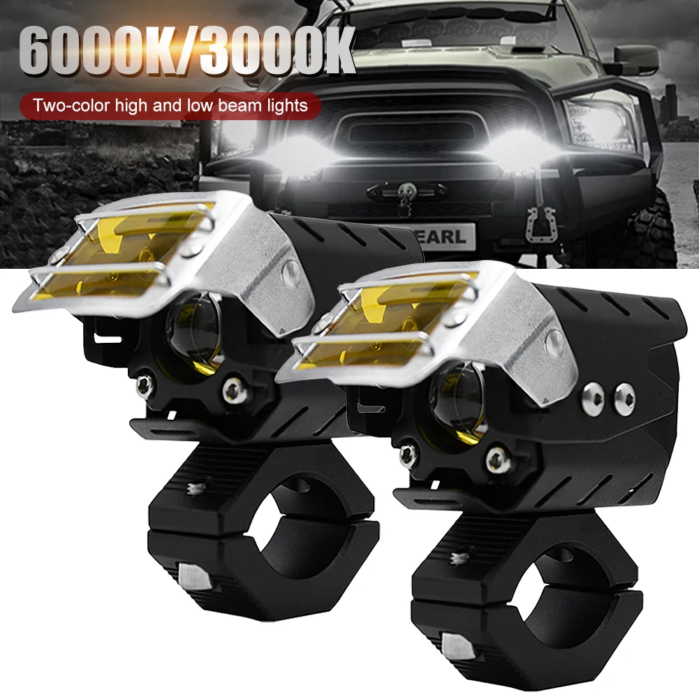 

2PCS Motorcycle Spot Lights LED Motorcycle Headlight White Amber Waterproof Driving Spotlight Motorcycle accessories Parts