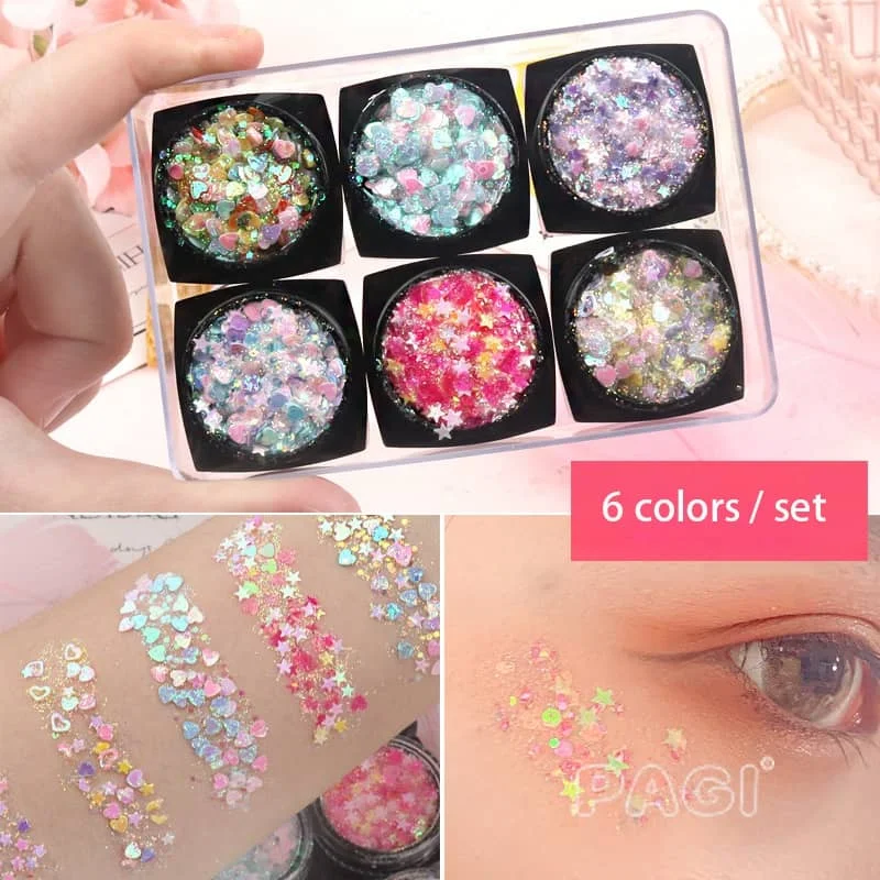 

Face Decorations for Unicorn Party Glitter Eyeliner Makeup Eyes Diamond Temporary Shiny Sticker No Glue Easy to Clean 6pcs/set