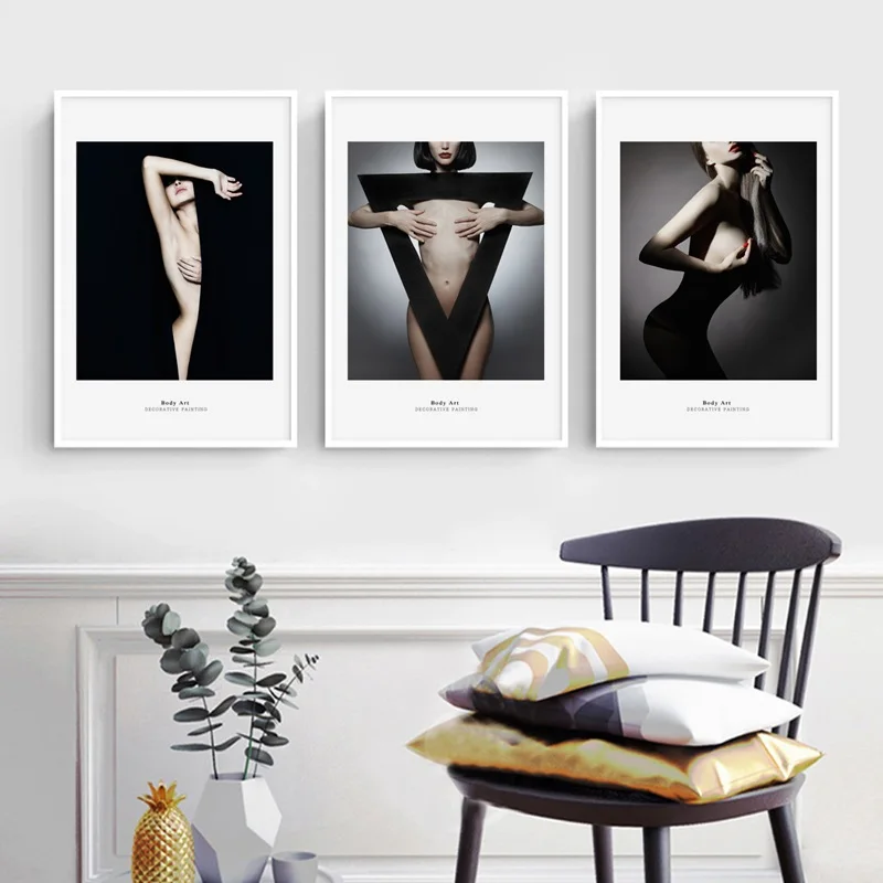 

Nordic Minimalist Beauty Nude Sexy Black And White Wall Art Painting Canvas Picture Painting Living Room Home Decor