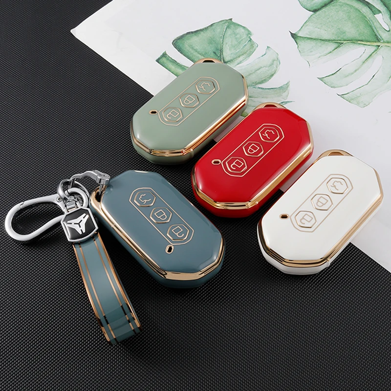 

Soft TPU Car Remote Key Case Cover Shell Fob Keychain for Wuling Capgemini 2020