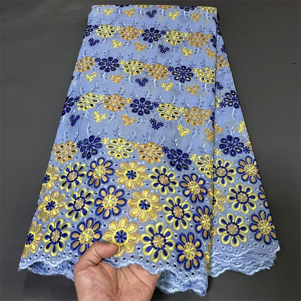 2023 Latest High Quality African Nigerian Pure Tulle Damask Lace Fabric Embroidery Party Dress Sequins Cotton 5yards images - 6