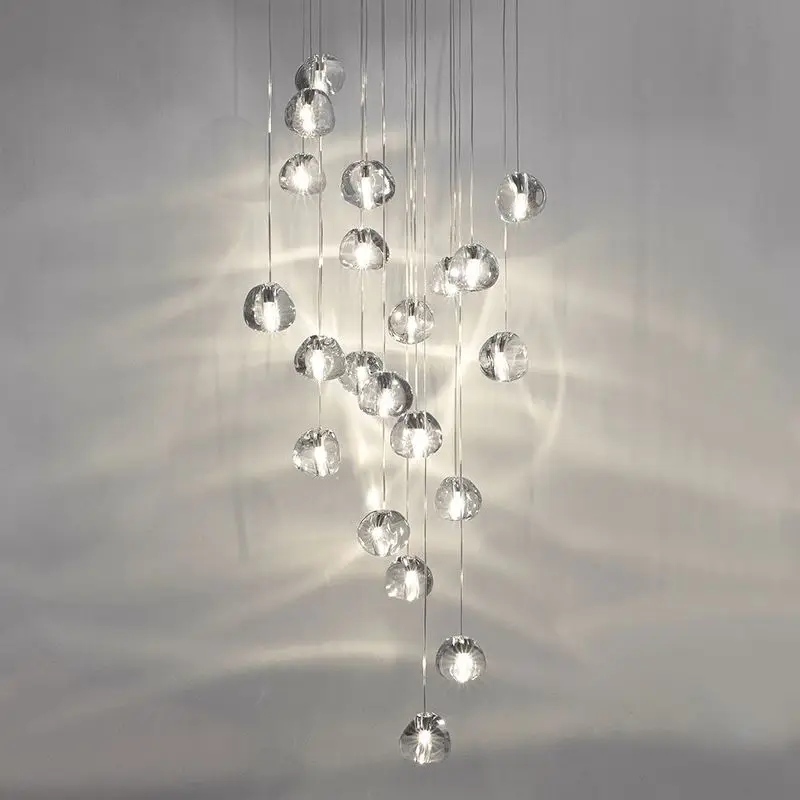 

2022 Crystal Celling Lamp For Living Room Staircase Lighting Villa Hotel Loft Luxury Decor Chandelier Water Drops LED Fixture
