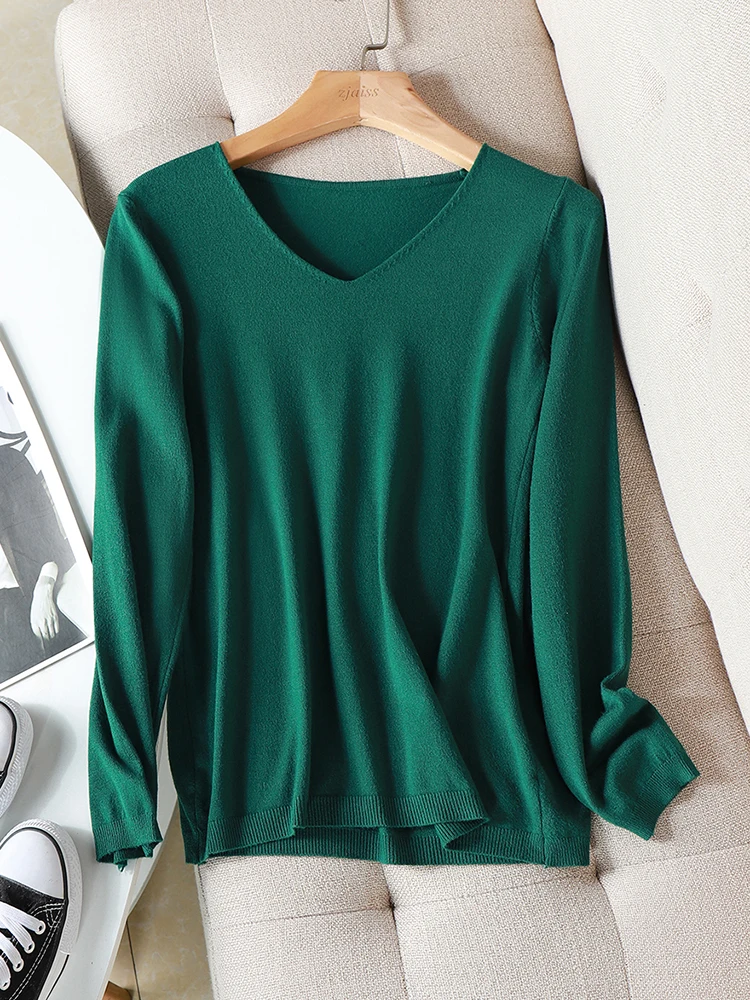 

2022 Autumn Winter Sweater Knitted Pullover Women V-neck Oversize Sweater Female Loose Long Sleeve Sweater Top Jumper