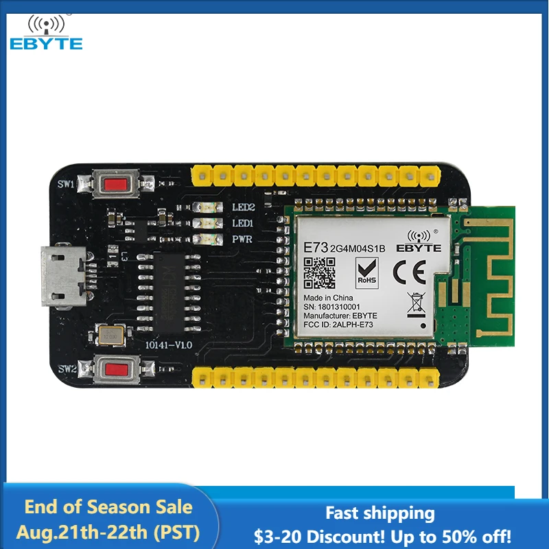 Тест-плата nRF52832, сетевая сеть, Bluetooth 5,0, 2,4 ГГц, IoT модуль E73-TBB EBYTE