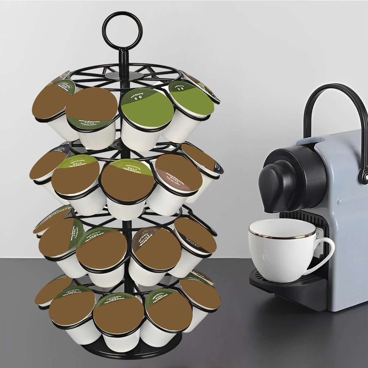

Coffee Pod Holder 36 Cup Large Capacity Coffee Pod Rack 360 Degree Rotatable Coffee Pod Organizer Heavy-Duty Iron Coffee Pod