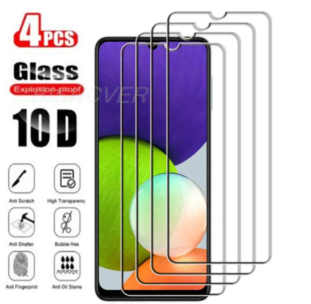 

4Pcs Tempered Glass FOR Samsung Galaxy A22 4G 6.4" GalaxyA22 A 22 M22 SM-A225F A225M Screen Protector Protective Glass Film 9H