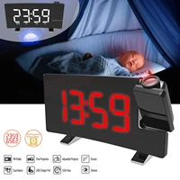 led digital alarm clock with acrylic mirror fm radio projection ceiling temperature and humidity display smart for bedroom desk