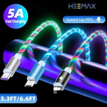 5A Cylindrical Streamer Type c cable fast charging For huawei P40 P30 For iPhone 12 11 For xiaomi For samsung