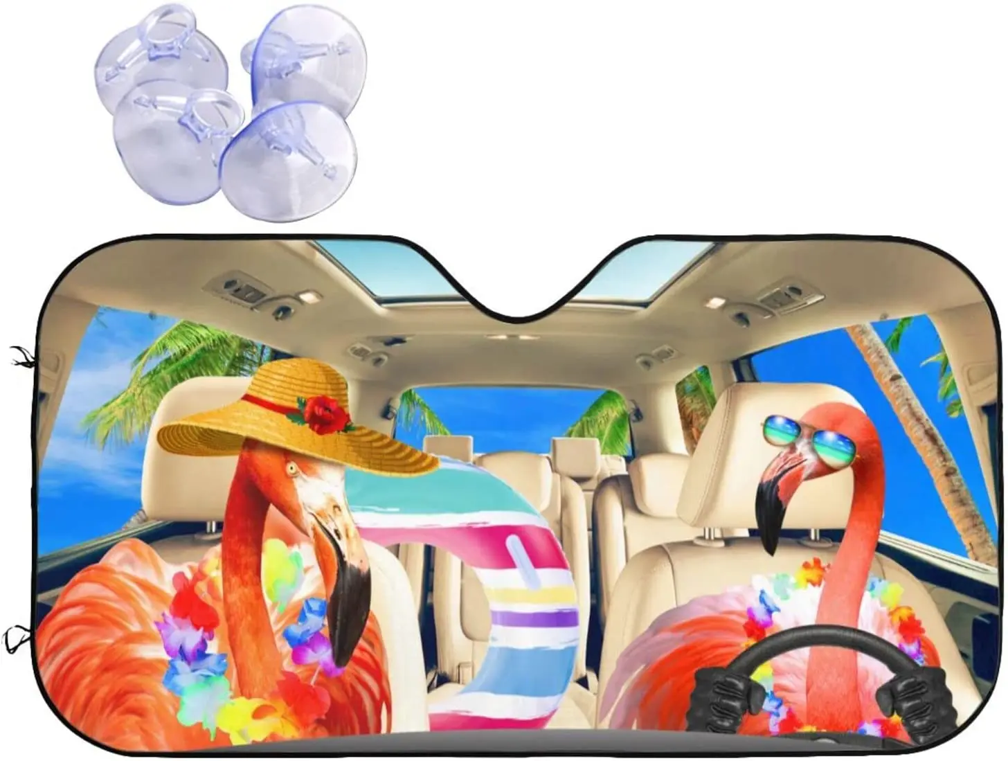 

Summer Flamingos Car Windshield Sunshade Foldable Auto Front Window Sunshield SUV Trucks Vehicle Block UV Rays Sun Visor Protect