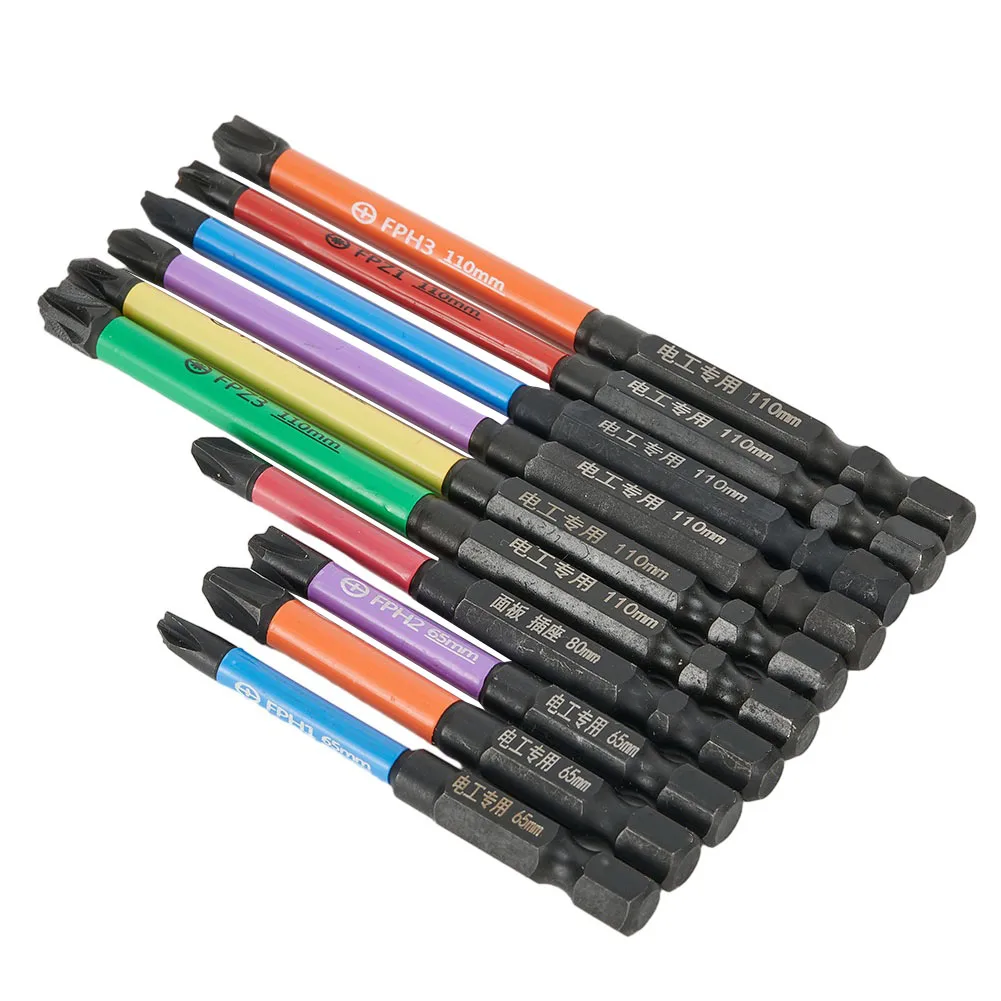 

10Pcs FPH2 FPZ Magnetic Batch Head Electrician Special Slotted Cross Screwdriver Bit Nutdrivers For Socket Switch 65-110mm