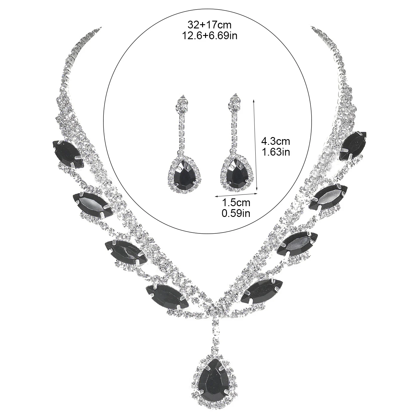 Модное серебряное ожерелье и серьги невесты комплект свадебных украшений с