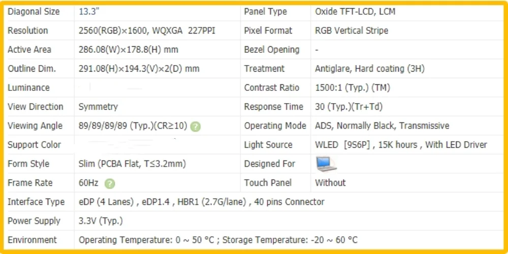 NE133QDM-N61 NE133QDM N61 QHD 2560x1600 13.3 дюймовый экран ноутбука ЖК-экран IPS безсенсорная панель