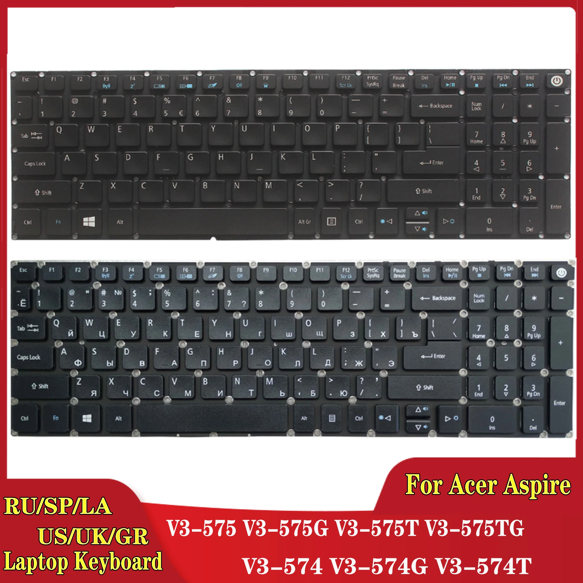 

NEW Russian/US/UK/Spanish/Latin/German Laptop Keyboard for Acer Aspire V3-575 V3-575G V3-575T V3-575TG V3-574 V3-574G V3-574T