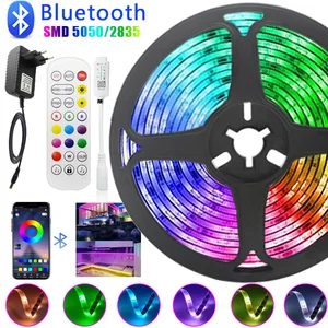 Светодиодная лента, 5 м, 10 м, 15 м, Bluetooth, музыка, RGB, 5050 SMD, 2835 Luces, Светодиодная лента для комнаты, 12 В, неоновая Светодиодная лента, Рождественская лента RGB