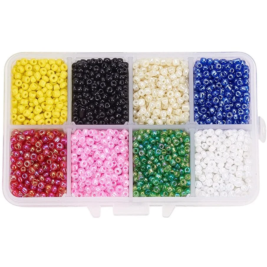 

About 4200 Pcs 8/0 Multicolor Beading Glass Seed Beads 8 Colors Round Transparent Pony Bead Mini Spacer Beads for Jewelry Making