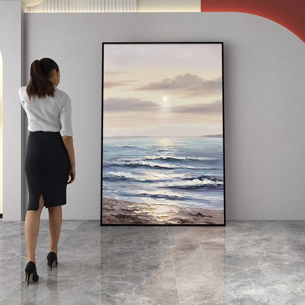 

Oil Painting Decoration Sea Dawn Modern Oil Painting Without Frame Handmade On Canvas Hanging For Living Dinner RoomArt