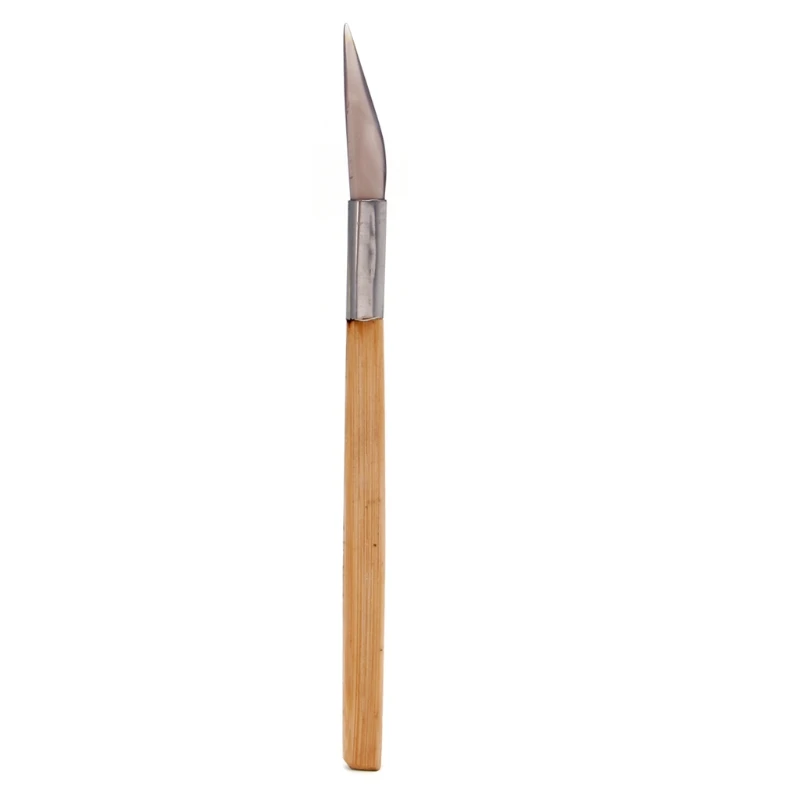 Q0KE Нож Edged Agate Burnisher Craft Полировка Инструмент Резьба по драгоценному металлу с бамбуковой ручкой для изготовления
