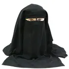 H225 высококачественный мусульманский черный Niqab трехслойный шифоновый тканевый чехол для лица натягиваемый мусульманский шарф-Тюрбан Хиджаб с повязкой