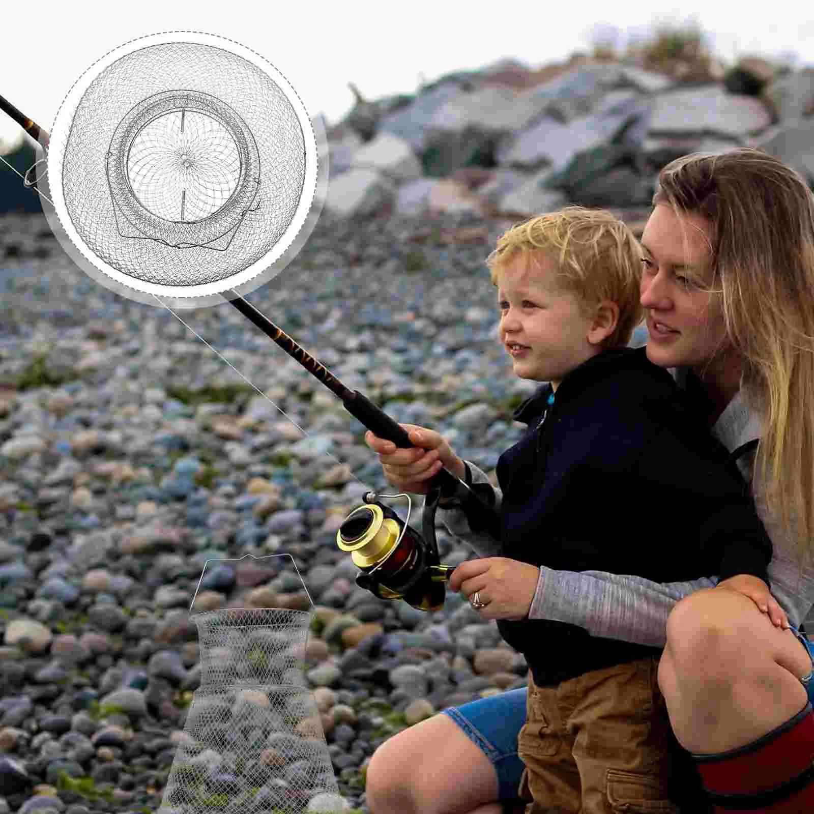 

1pc Fishing Cage Stainless Steel Fishing Basket Crabs And Shrimps Catching Net