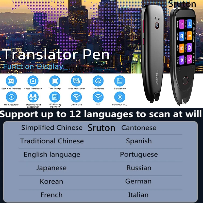 S50 smart 112 Languages translate Dictionary Translator Pen Scanner Text Scanning Reading Touchscreen Wireless Offline Function |