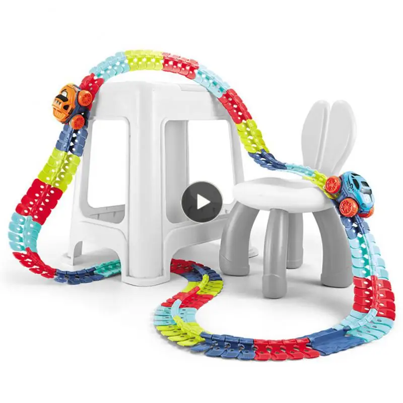 

46/самодельная сменная дорожка, фотоэлектрический светодиодный светящийся гоночный автомобиль, гибкий Собранный мини-поезд, подарок для маленьких мальчиков