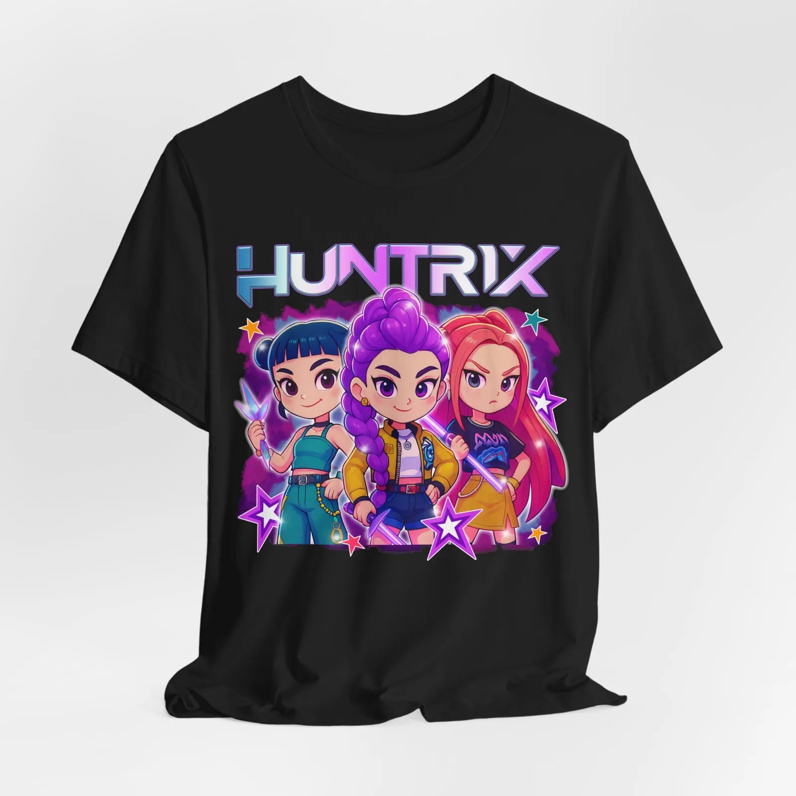 Фото Футболка HUNTRIX в стиле чиби, забавная повседневная футболка, подарок для фанатов, мягкая футболка. №1