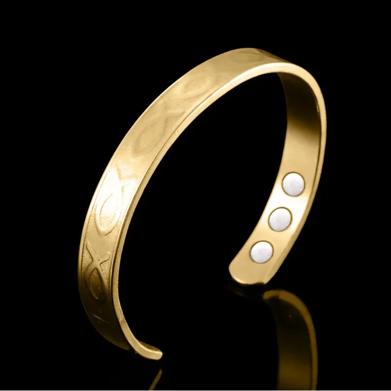 Универсальный 18-каратный позолоченный медный ювелирный браслет магнитный для