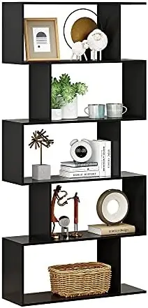 

Bookcase, S Shaped Bookshelf, Modern Freestanding Decorative Display Shelves, White Book Shelf for Bedroom Living Room Office