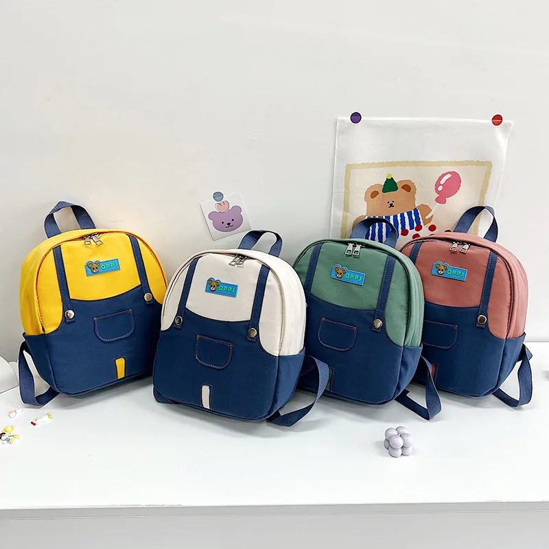 Children Backpack Boys Girls Fashion Texture Splicing Cute Book Bag Kids Outdoor Travel Storage Bag Baby Kindergarten Schoolbag