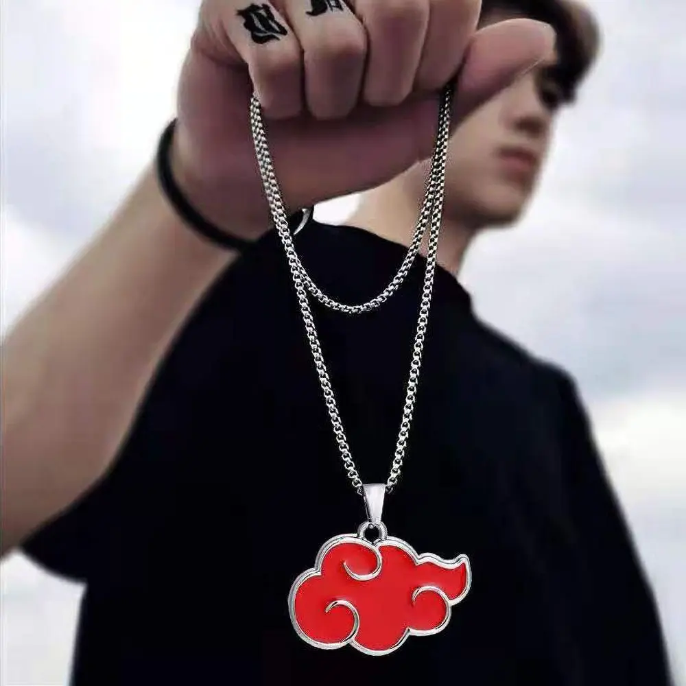 

Akatsuki Red Cloud Pendant Necklace for Women Narutos Anime Accessories Itachi Titanium Jewelry Cartoon Men's Neck Chains Gift