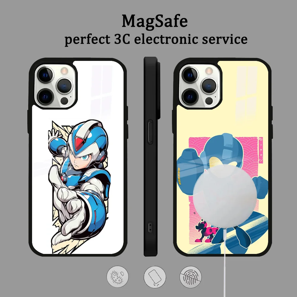Чехол для телефона Manga Games Megaman X iPhone 16 15 14 13 12 11 Pro Max Plus Mini Magsafe Mirror беспроводной