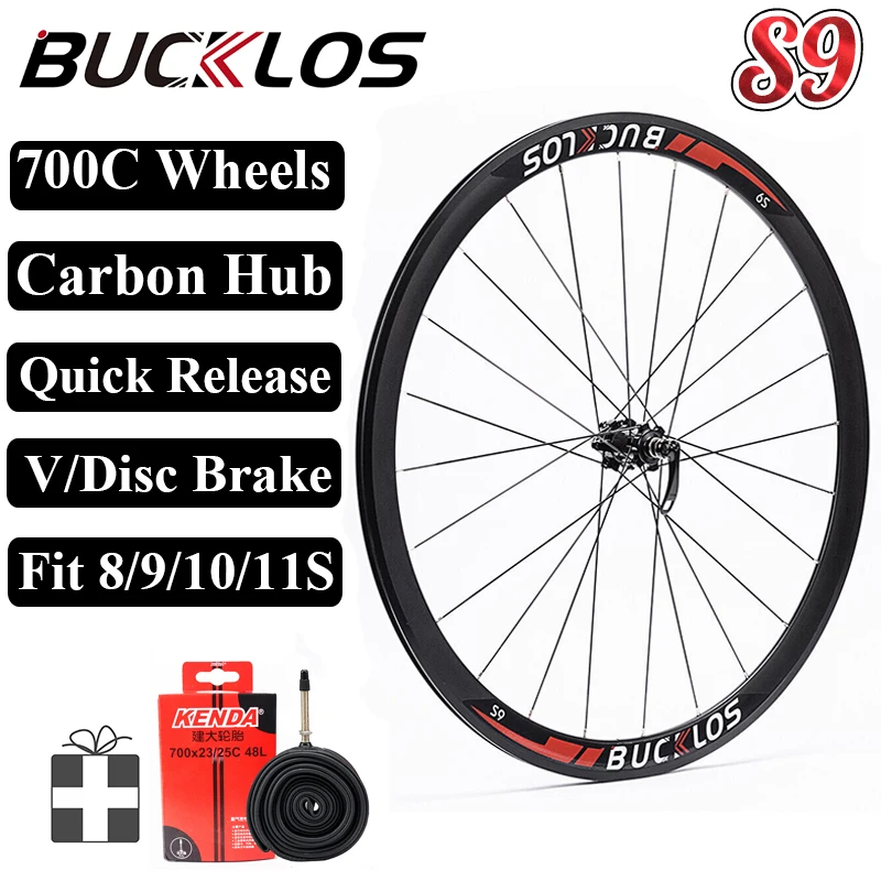 

BUCKLOS 700C дорожные велосипедные колеса из углеродного волокна, колесная пара для велосипеда, быстросъемные велосипедные колеса, подходит для ...