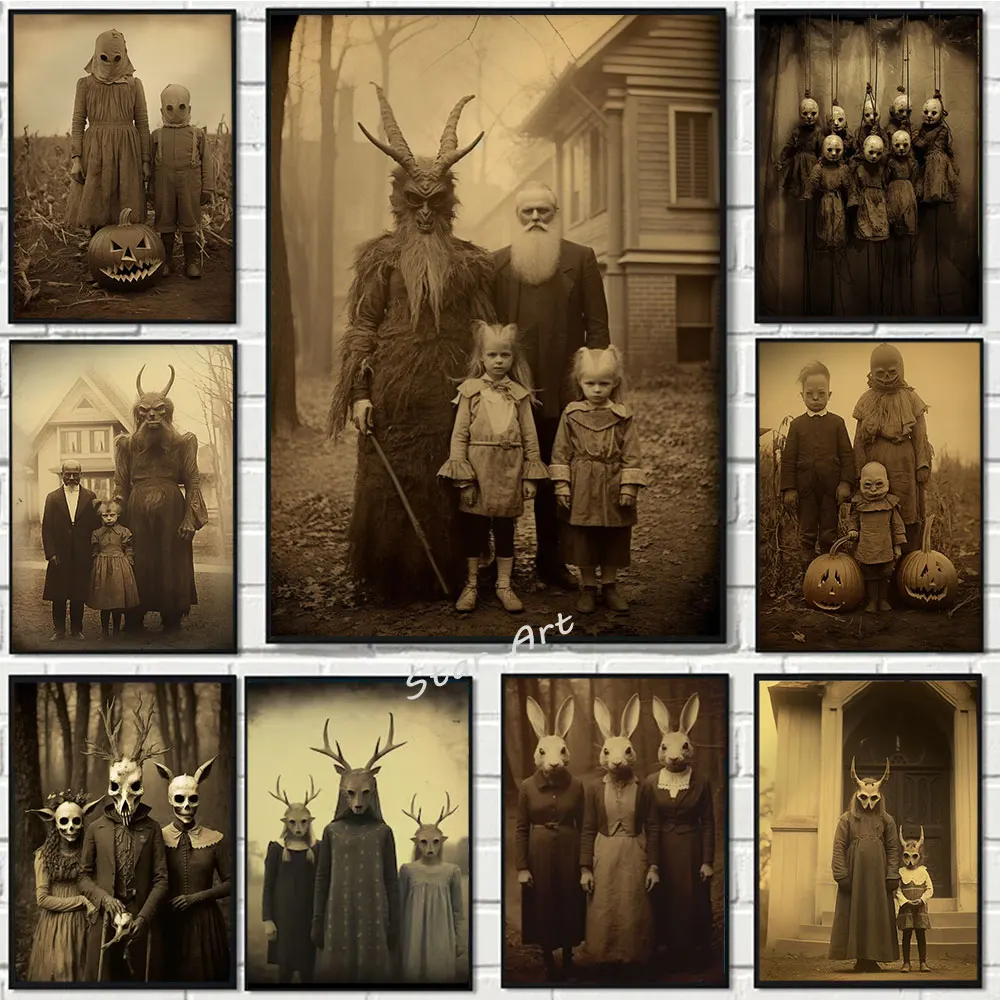 

Dark Academia Art Poster Prints Grotesque Aesthetics Gothic Ghost Witch Monster Canvas Painting Wall Art Picture Room Home Decor