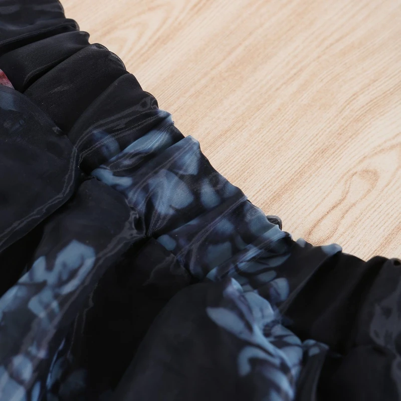 Pretty Princess Summer Short Sleeve Plaid PU Top T-shirts Mesh Flower Knee-length Skirts Kids Baby Children Clothing Set 2pcs